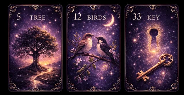ルノルマンカード3枚 - TREE, BIRDS, KEY